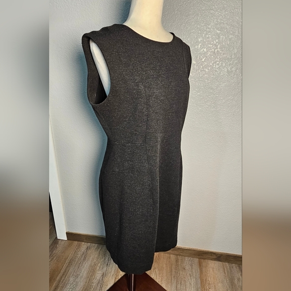 M.M. Lafleur Charcoal Gray Sleeveless Dress Nylon Viscose Elastane SZ 14 - Picture 4 of 9